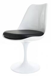 Fusion Living White Tulip Dining Chair with PU Cushion in Black - thumbnail 2