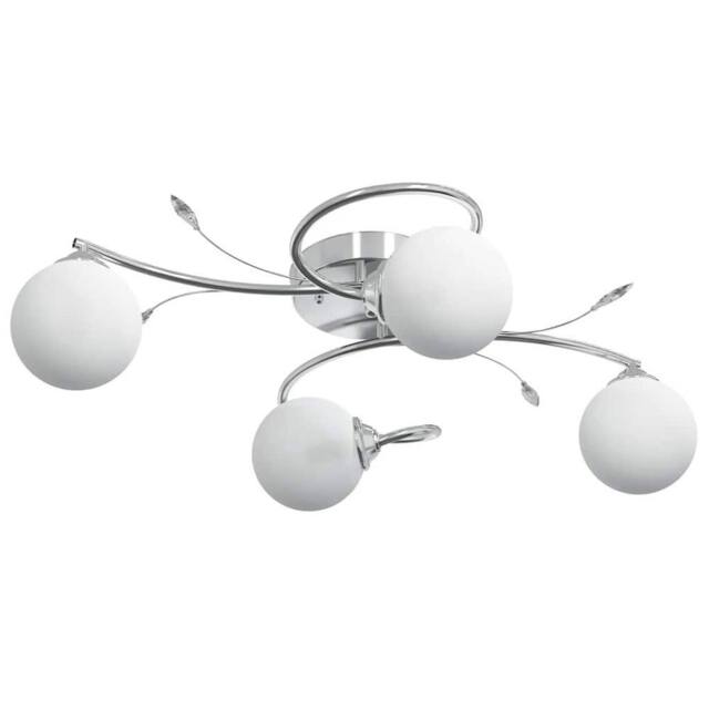Berkfield Home Ceiling Lamp with Round Glass Shades for 4 G9 LED Lights in White - image 1