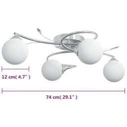 Berkfield Home Ceiling Lamp with Round Glass Shades for 4 G9 LED Lights in White - thumbnail 6