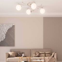 Berkfield Home Ceiling Lamp with Round Glass Shades for 4 G9 LED Lights in White - thumbnail 2