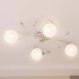 Berkfield Home Ceiling Lamp with Round Glass Shades for 4 G9 LED Lights in White - thumbnail 3
