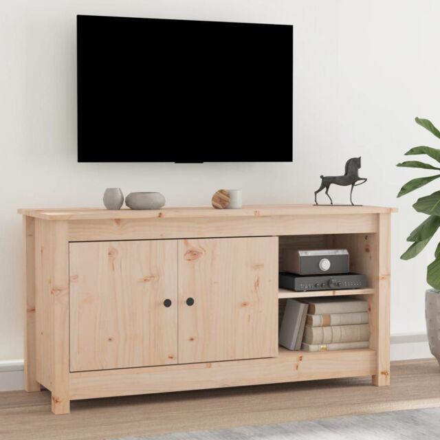 Berkfield Home TV Cabinet 103x36.5x52 cm Solid Wood Pine in Brown - image 1