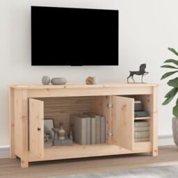 Berkfield Home TV Cabinet 103x36.5x52 cm Solid Wood Pine in Brown - thumbnail 6