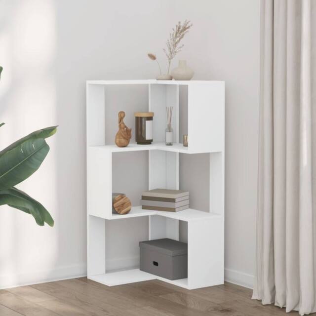 Berkfield Home Elegant Corner Bookcase 3-Tier White 50x50x102 cm Engineered Wood - Size: 50 x 50 x 102 cm - image 1