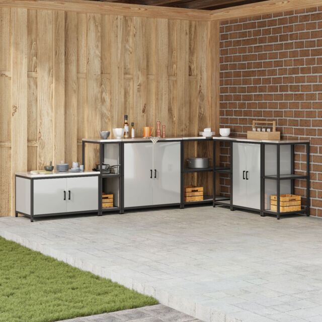 Berkfield Home Kitchen Storage Shelf with Storage Silver Galvanised steel - image 1