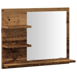 Berkfield Home Bathroom Mirror Cabinet Old Wood 60x10.5x45 cm in Brown - thumbnail 2