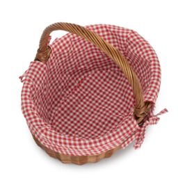 Red Hamper Cotton Lined Wicker Double Steamed Oval Shopping Basket in Red - thumbnail 2