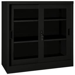 Berkfield Home Sliding Door Cabinet Black 90x40x90 cm Steel - Size: 90 x 40 x 90 cm - thumbnail 1