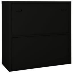 Berkfield Home Sliding Door Cabinet Black 90x40x90 cm Steel - Size: 90 x 40 x 90 cm - thumbnail 4