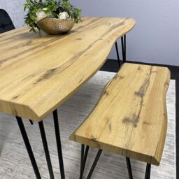 KOSY KOALA Modern Dining Table Set With 2 Black Velvet Chairs & Bench Kitchen Dining Room Furniture in Brown - thumbnail 6