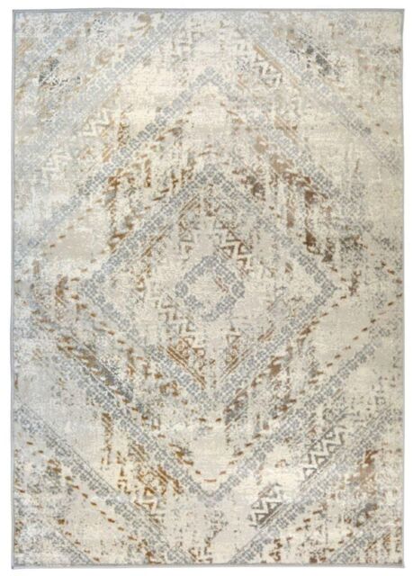 THE RUGS Abstract Collection Vintage Design Rug in Cream & Ochre - D176F - Size: 120 cm x 170 cm - image 1