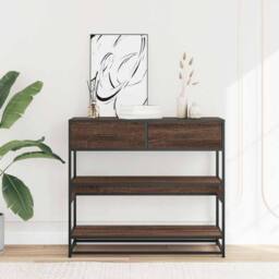 Berkfield Home Decorative Console Table Brown Oak 90x35x80 cm Engineered Wood - Size: 90 x 35 x 80 cm