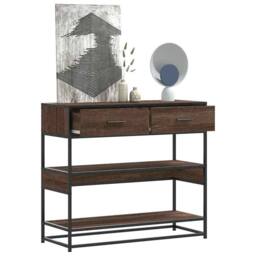 Berkfield Home Decorative Console Table Brown Oak 90x35x80 cm Engineered Wood - Size: 90 x 35 x 80 cm - thumbnail 2