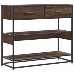 Berkfield Home Decorative Console Table Brown Oak 90x35x80 cm Engineered Wood - Size: 90 x 35 x 80 cm - thumbnail 3