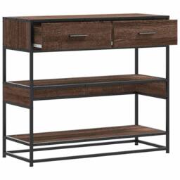 Berkfield Home Decorative Console Table Brown Oak 90x35x80 cm Engineered Wood - Size: 90 x 35 x 80 cm - thumbnail 5