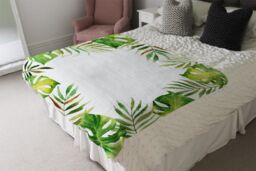 Benjamin Tate Design Border Of Botanical Leaves Blanket in Natural - Size: 120 cm x 150 cm - thumbnail 3