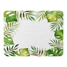 Benjamin Tate Design Border Of Botanical Leaves Blanket in Natural - Size: 120 cm x 150 cm - thumbnail 1