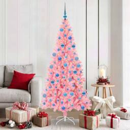 Berkfield Home Christmas Tree with 300 LEDs with Stand Pink 180 cm PVC