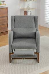 Living and Home Linen Upholstered Rocking Chair in Grey - thumbnail 3