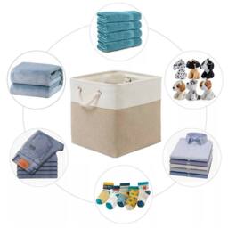 FLAVORA Beige 4PCS Fabric Foldable Storage Box Shelf Baskets - Size: 500mm - thumbnail 3