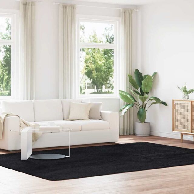 Berkfield Home Shaggy Rug High Pile NAVARRA Black 240x340 cm Polyester - Size: Medium - image 1