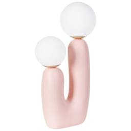 Wyld and Coco Pink Resin Table Lamp - U-Shaped Base with Double Globe Shades - thumbnail 4