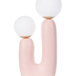 Wyld and Coco Pink Resin Table Lamp - U-Shaped Base with Double Globe Shades - thumbnail 2