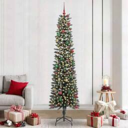 Berkfield Home Artificial Christmas Tree with 300 LEDs Green 58 x 58 x 240 cm - thumbnail 1