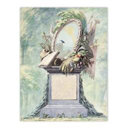 "Artery8 18th Century Monument Design Watercolour Schouman Wall Art in Green - Size: W12"" x H16""" - thumbnail 1