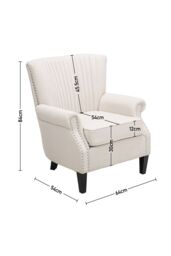 H&O Direct Channel-Tufted Deep Cushion Armchair with Nailhead Trim Accent in Beige - thumbnail 2