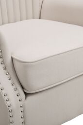 H&O Direct Channel-Tufted Deep Cushion Armchair with Nailhead Trim Accent in Beige - thumbnail 6