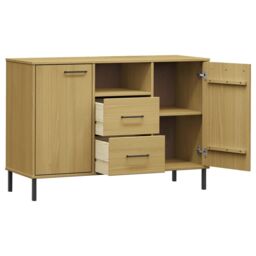 Berkfield Home Sideboard with Metal Legs Brown 113x40x77 cm Solid Wood OSLO - Size: 113 x 40 x 77 cm - thumbnail 5