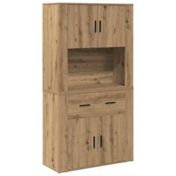 Berkfield Home Highboard Artisan Oak 80x33x150 cm Engineered Wood in Brown - Size: 80 x 33 x 150 cm - thumbnail 3