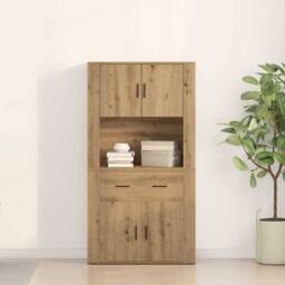 Berkfield Home Highboard Artisan Oak 80x33x150 cm Engineered Wood in Brown - Size: 80 x 33 x 150 cm - thumbnail 4