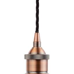 SE Home Burgundy Red Chancery Pendant Light - Antique Copper - Black Twisted - thumbnail 2
