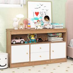 Gymax Kids Toy Storage Children Bookshelf Toy Chest Organizer Storage Cabinet in Natural - thumbnail 2