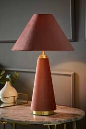 ValueLights Martha Conical Lamp Shade Velvet Boucle Fabric Table Lamp with Bulb in Dusty Pink - thumbnail 2