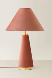 ValueLights Martha Conical Lamp Shade Velvet Boucle Fabric Table Lamp with Bulb in Dusty Pink - thumbnail 3