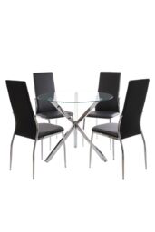 Living and Home Modern Clear Tempered Glass Dining Table Coffee Table with Chrome Three-Way Crossed Legs - thumbnail 3