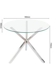 Living and Home Modern Clear Tempered Glass Dining Table Coffee Table with Chrome Three-Way Crossed Legs - thumbnail 4