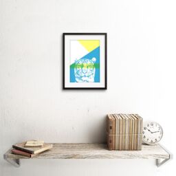 "Artery8 Wall Art Print Bold Animals Blue Tiger Art Framed 9x7 inch in Black - Size: W7"" x H9""" - thumbnail 2