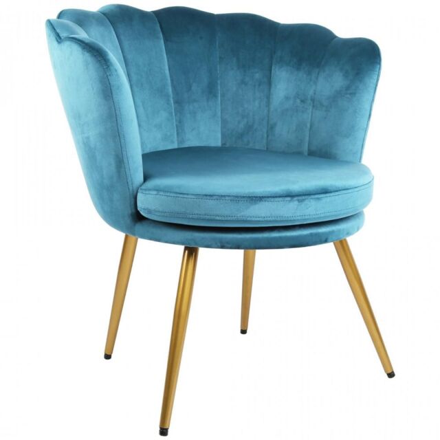Genesis Flora Velvet Accent Chair Petal Back Plush Upholstered Modern Chair in Teal - Size: 1 Seater - image 1