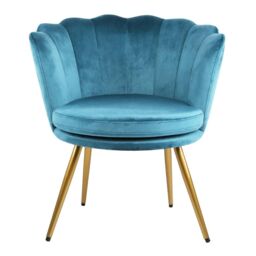 Genesis Flora Velvet Accent Chair Petal Back Plush Upholstered Modern Chair in Teal - Size: 1 Seater - thumbnail 4