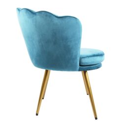 Genesis Flora Velvet Accent Chair Petal Back Plush Upholstered Modern Chair in Teal - Size: 1 Seater - thumbnail 5
