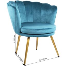 Genesis Flora Velvet Accent Chair Petal Back Plush Upholstered Modern Chair in Teal - Size: 1 Seater - thumbnail 2