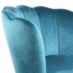 Genesis Flora Velvet Accent Chair Petal Back Plush Upholstered Modern Chair in Teal - Size: 1 Seater - thumbnail 3