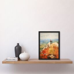 "Artery8 The View Was Worth The Wait Hikers Reach The Summit Oil Painting Art Print Framed Poster Wall Decor in Black - Size: W12"" x H16""" - thumbnail 4