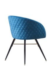 Life Interiors Single Vittorio Velvet Dining Chair with Black Metal Legs, Quilted Design Modern Accent Chair in Blue - thumbnail 4