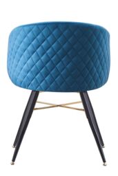 Life Interiors Single Vittorio Velvet Dining Chair with Black Metal Legs, Quilted Design Modern Accent Chair in Blue - thumbnail 5