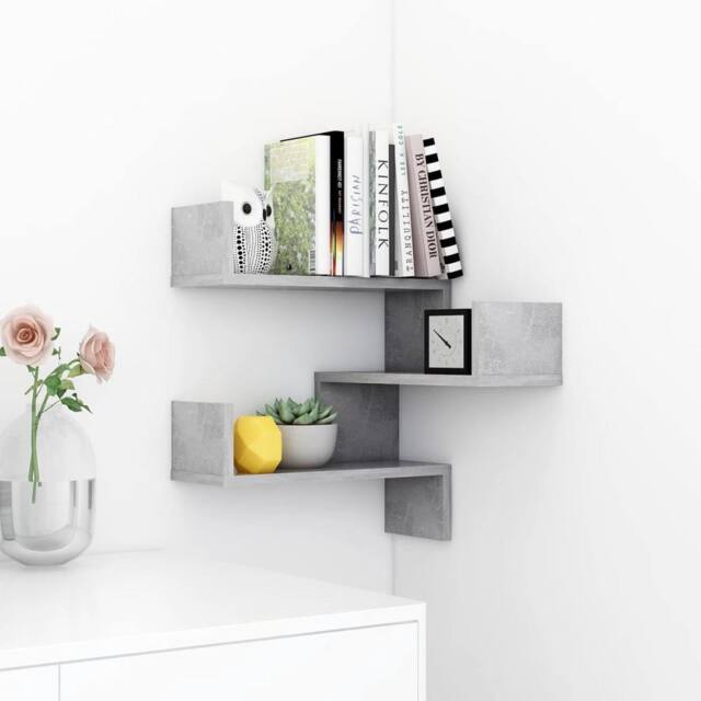 Berkfield Home Wall Corner Shelf Concrete Grey 40x40x50 cm Engineered Wood - Size: 40 x 40 x 50 cm - image 1